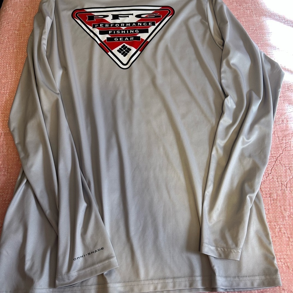 Columbia PFG Performance Fishing Gear Pullover Shirt Omni Shade Gray Large